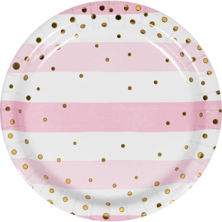 Creative Converting Pink and Gold Celebration Dessert Plates, 7", 96PK 346284